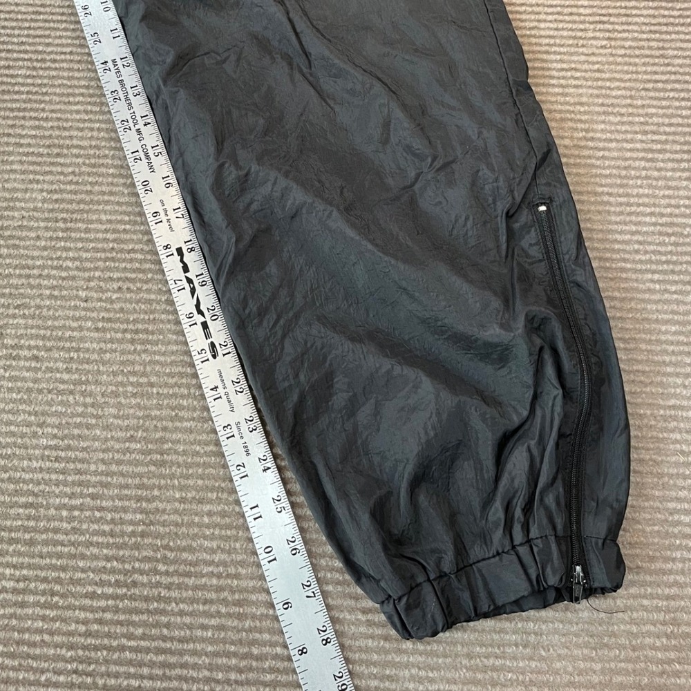Vintage Black Nylon Track Pants XL Mens Windbreaker Joggers Zipper Cuffs VTG 90s - Picture 4 of 7